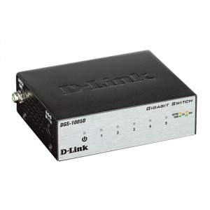 Коммутатор  5x100/1000T, metal case, DGS-1005D D-Link