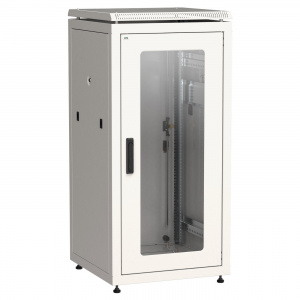 Шкаф напольный 19" 28U Ш600*Г600 стеклянная передняя дверь задняя металлическая серый ITK LINEA N