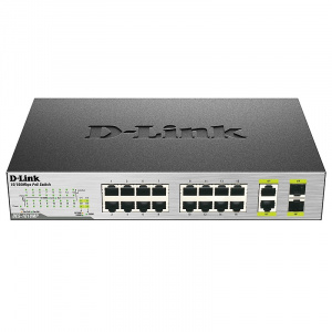 Коммутатор 16x10/100TX PoE (бюджетPoE: 246.4 Вт), 2x10/100/1000T/SFP, DES-1018MP, D-link