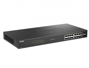 Коммутатор РOE конфигурируемый гигабитный 16*10/100/1000_RJ45 2*1000_SFP PoE(16*802.3af/at 240Вт) D-link