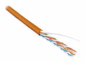 Кабель UTP  4 пары Cat.5е внутр. LSZH 305м оранжевый Hyperline