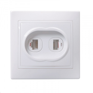 Розетка инф. 2хRJ-45 внутр белая Кварта IEK