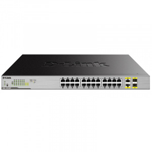 Коммутатор 24x100/1000T PoE (бюджет PoE: 370 Вт) 2x1000T/SFP DGS-1026MP D-Link