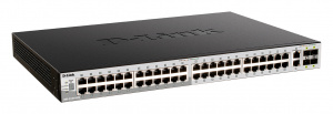 Коммутатор управляемый L3 гигабитный стекируемый 48*10/100/1000_RJ45 2*10G_RJ45 2*10G_SFP+ 48*PoE D-Link