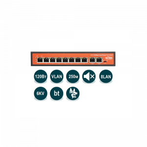 Коммутатор PoE неуправляемый 10*10/100M_RJ45 8*PoE (120Вт) Wi-Tek