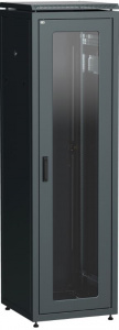 Шкаф напольный 19" 33U 600х600мм стеклянная передняя дверь задняя металлическая черный ITK LINEA N
